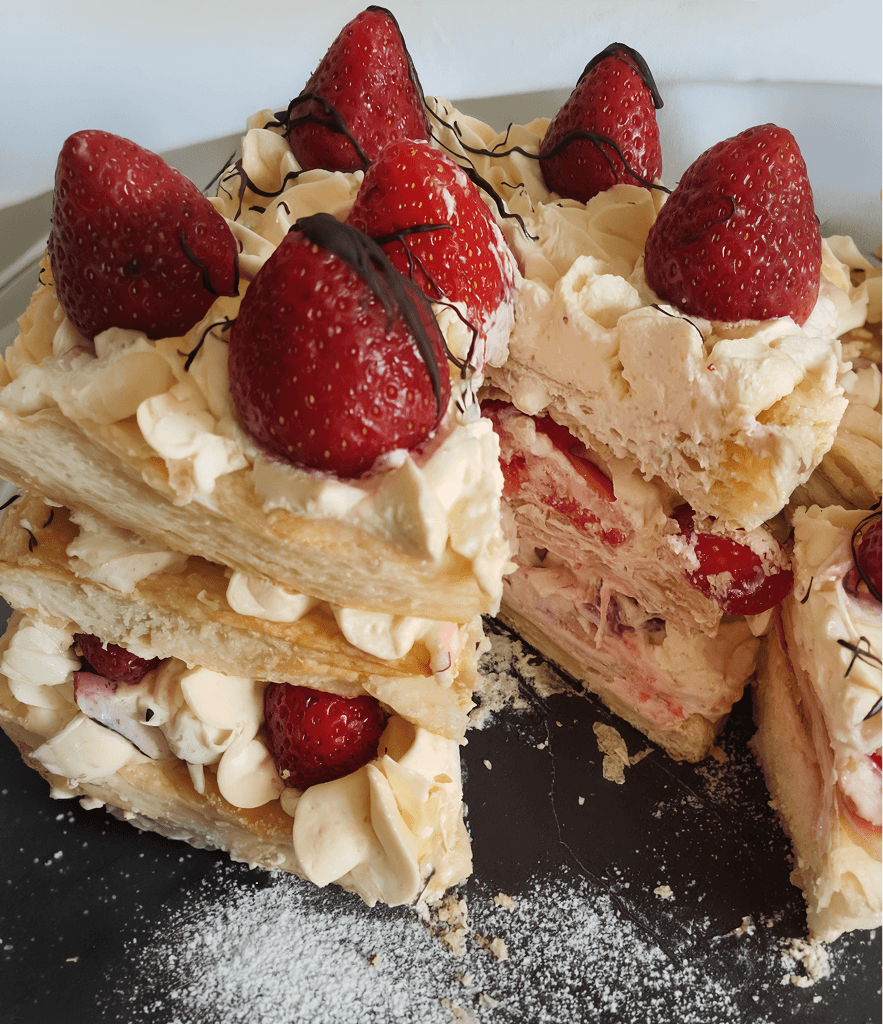 Strawberry mille-feuille with vanilla Chantilly cream